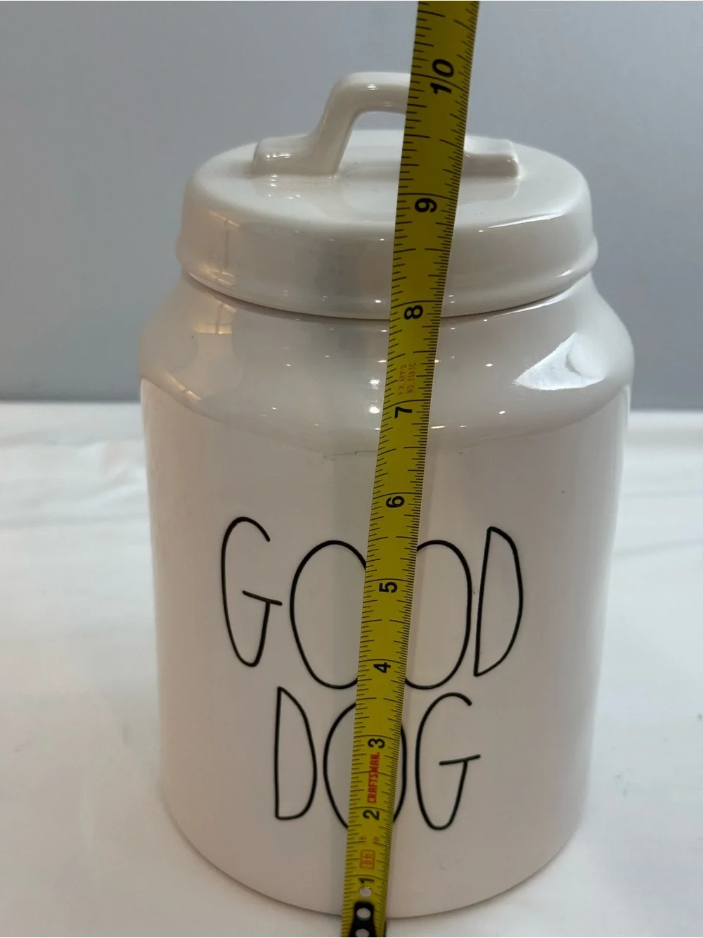 Rae Dunn White Ceramic 'GOOD DOG' Treat Jar with Black Letters